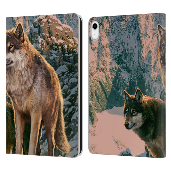 Vincent Hie Canidae Wolf Couple Leather Book Wallet Case Cover For Apple iPad 10.9 (2022)