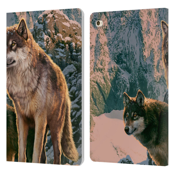 Vincent Hie Canidae Wolf Couple Leather Book Wallet Case Cover For Apple iPad mini 4