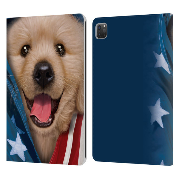 Vincent Hie Canidae Patriotic Golden Retriever Leather Book Wallet Case Cover For Apple iPad Pro 11 2020 / 2021 / 2022