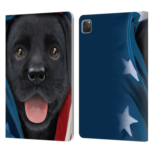Vincent Hie Canidae Patriotic Black Lab Leather Book Wallet Case Cover For Apple iPad Pro 11 2020 / 2021 / 2022
