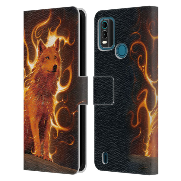 Vincent Hie Canidae Wolf Phoenix Leather Book Wallet Case Cover For Nokia G11 Plus