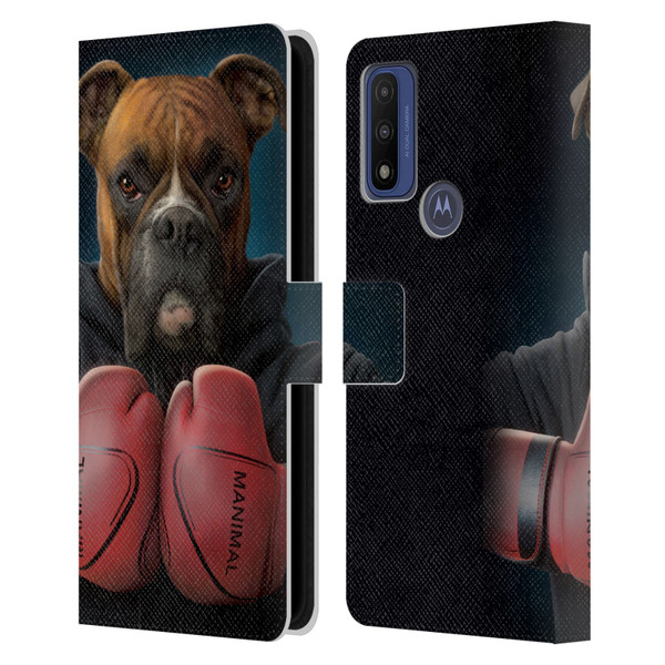 Vincent Hie Canidae Boxer Leather Book Wallet Case Cover For Motorola G Pure
