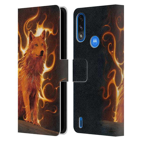 Vincent Hie Canidae Wolf Phoenix Leather Book Wallet Case Cover For Motorola Moto E7 Power / Moto E7i Power