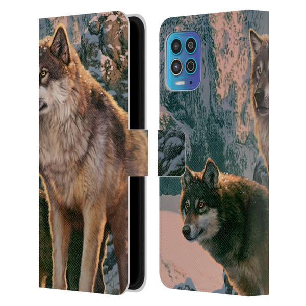 Vincent Hie Canidae Wolf Couple Leather Book Wallet Case Cover For Motorola Moto G100