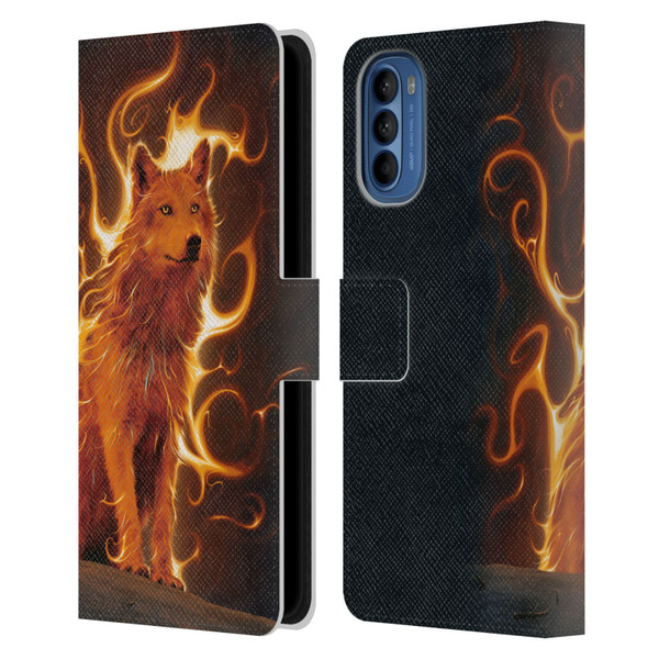 Vincent Hie Canidae Wolf Phoenix Leather Book Wallet Case Cover For Motorola Moto G41