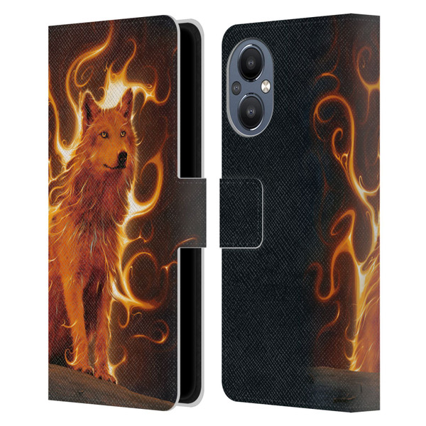 Vincent Hie Canidae Wolf Phoenix Leather Book Wallet Case Cover For OnePlus Nord N20 5G