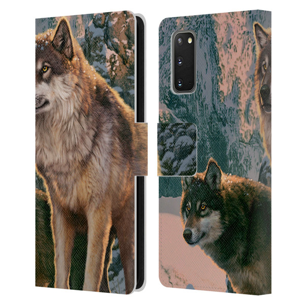 Vincent Hie Canidae Wolf Couple Leather Book Wallet Case Cover For Samsung Galaxy S20 / S20 5G