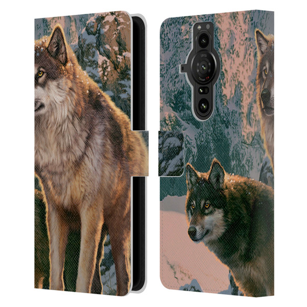 Vincent Hie Canidae Wolf Couple Leather Book Wallet Case Cover For Sony Xperia Pro-I