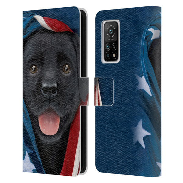 Vincent Hie Canidae Patriotic Black Lab Leather Book Wallet Case Cover For Xiaomi Mi 10T 5G