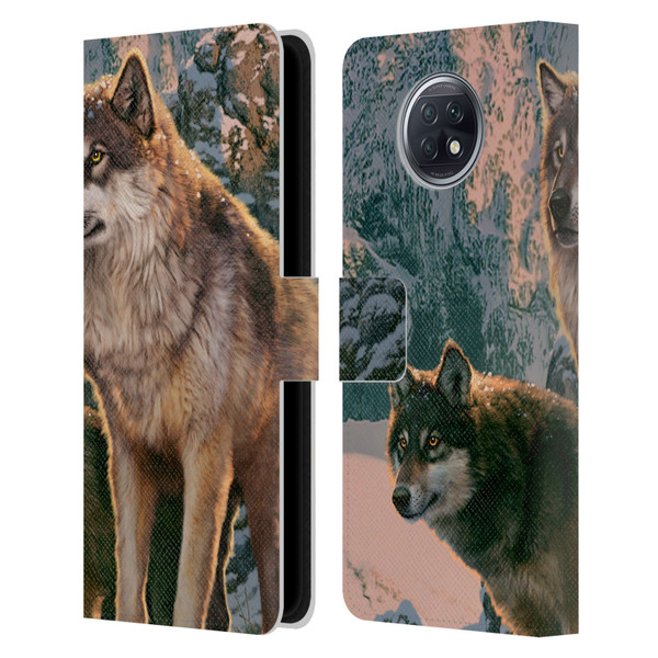 Vincent Hie Canidae Wolf Couple Leather Book Wallet Case Cover For Xiaomi Redmi Note 9T 5G