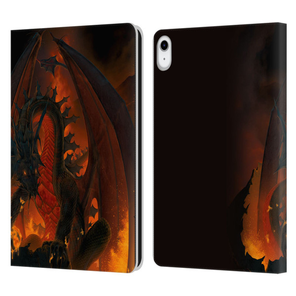 Vincent Hie Dragons 2 Fireball Leather Book Wallet Case Cover For Apple iPad 10.9 (2022)