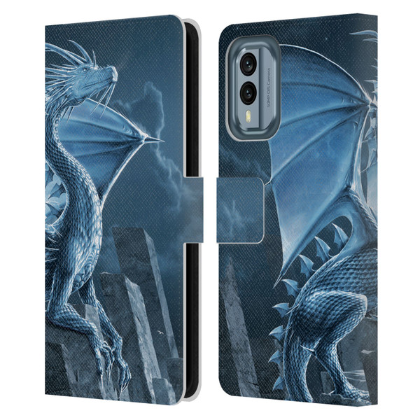 Vincent Hie Dragons 2 Silver Leather Book Wallet Case Cover For Nokia X30