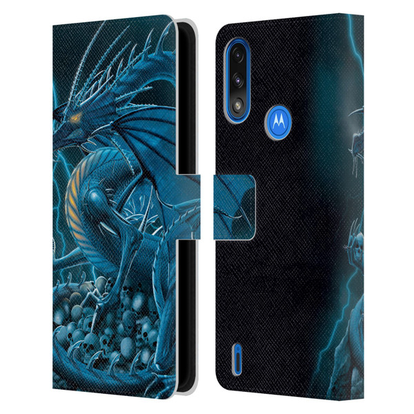 Vincent Hie Dragons 2 Abolisher Blue Leather Book Wallet Case Cover For Motorola Moto E7 Power / Moto E7i Power