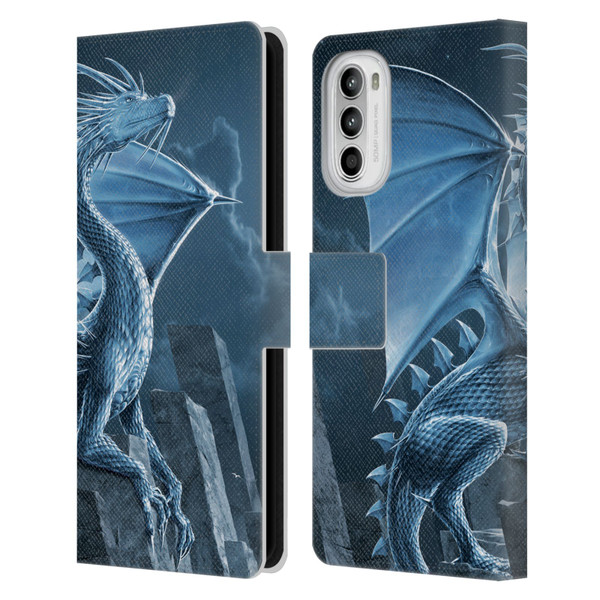 Vincent Hie Dragons 2 Silver Leather Book Wallet Case Cover For Motorola Moto G52