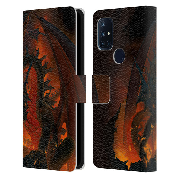 Vincent Hie Dragons 2 Fireball Leather Book Wallet Case Cover For OnePlus Nord N10 5G