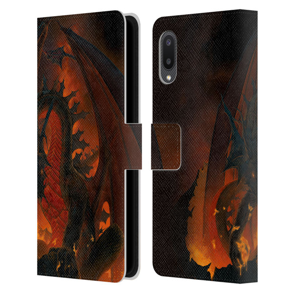 Vincent Hie Dragons 2 Fireball Leather Book Wallet Case Cover For Samsung Galaxy A02/M02 (2021)