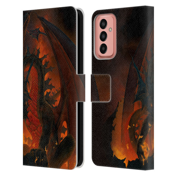 Vincent Hie Dragons 2 Fireball Leather Book Wallet Case Cover For Samsung Galaxy M13 (2022)