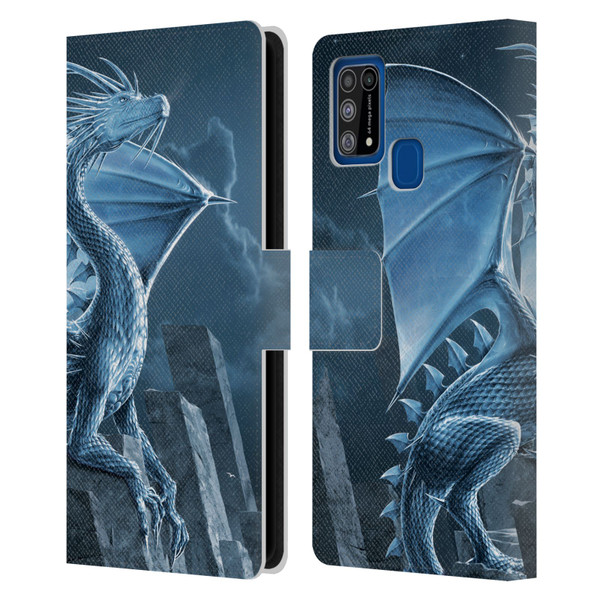 Vincent Hie Dragons 2 Silver Leather Book Wallet Case Cover For Samsung Galaxy M31 (2020)