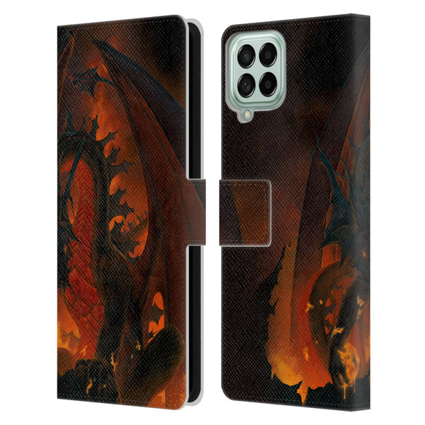 Vincent Hie Dragons 2 Fireball Leather Book Wallet Case Cover For Samsung Galaxy M53 (2022)