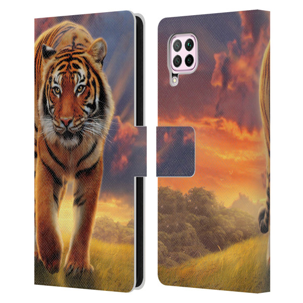 Vincent Hie Felidae Rising Tiger Leather Book Wallet Case Cover For Huawei Nova 6 SE / P40 Lite