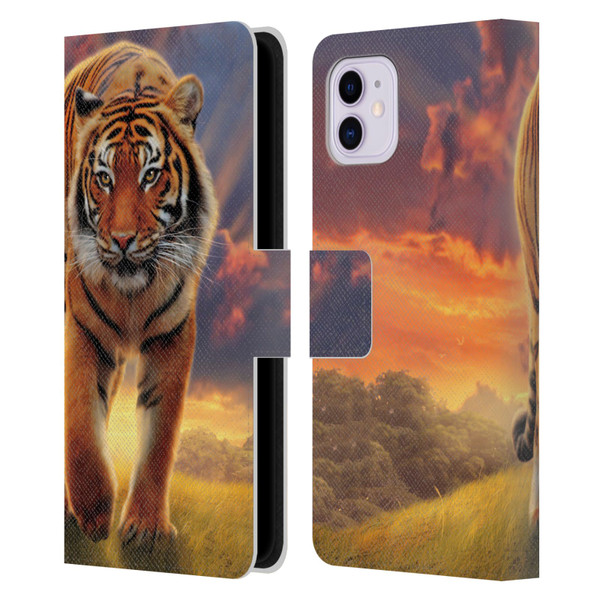 Vincent Hie Felidae Rising Tiger Leather Book Wallet Case Cover For Apple iPhone 11