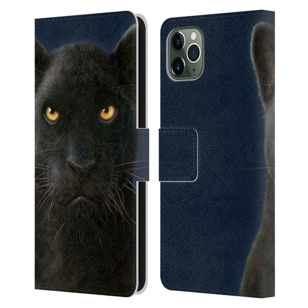 Vincent Hie Felidae Dark Panther Leather Book Wallet Case Cover For Apple iPhone 11 Pro Max