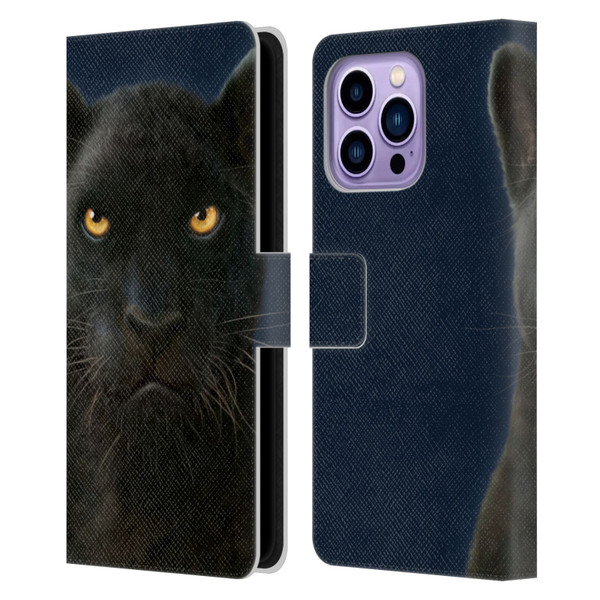 Vincent Hie Felidae Dark Panther Leather Book Wallet Case Cover For Apple iPhone 14 Pro Max