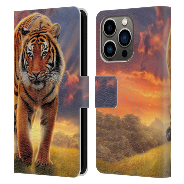 Vincent Hie Felidae Rising Tiger Leather Book Wallet Case Cover For Apple iPhone 14 Pro