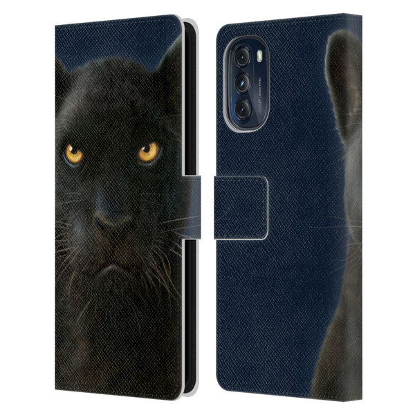 Vincent Hie Felidae Dark Panther Leather Book Wallet Case Cover For Motorola Moto G (2022)