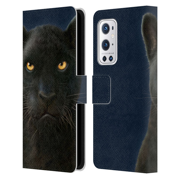 Vincent Hie Felidae Dark Panther Leather Book Wallet Case Cover For OnePlus 9 Pro