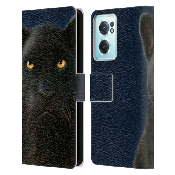 Vincent Hie Felidae Dark Panther Leather Book Wallet Case Cover For OnePlus Nord CE 2 5G