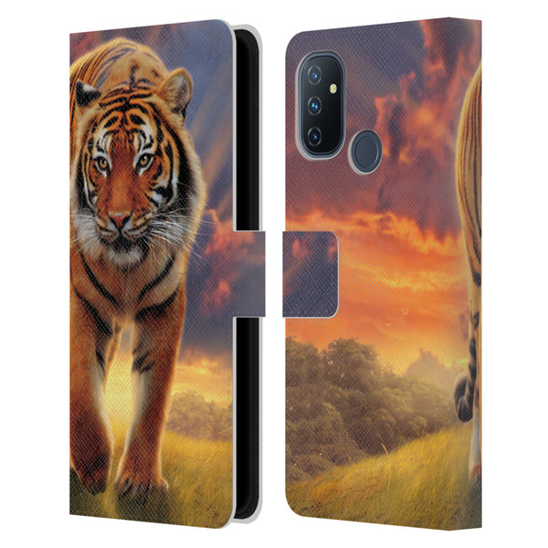 Vincent Hie Felidae Rising Tiger Leather Book Wallet Case Cover For OnePlus Nord N100