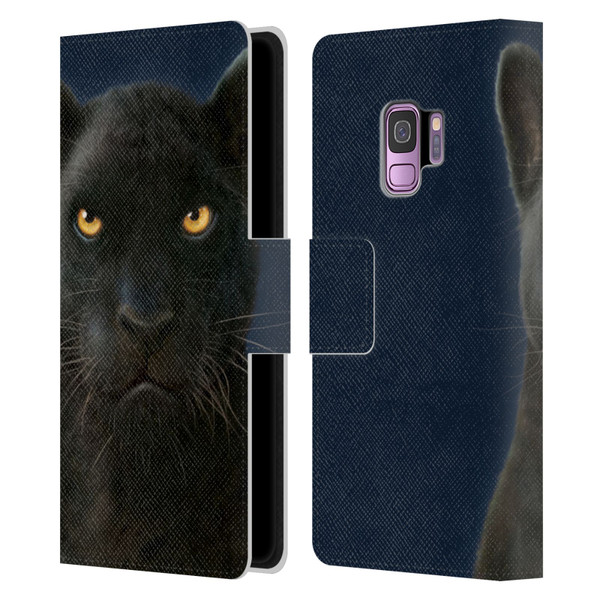 Vincent Hie Felidae Dark Panther Leather Book Wallet Case Cover For Samsung Galaxy S9