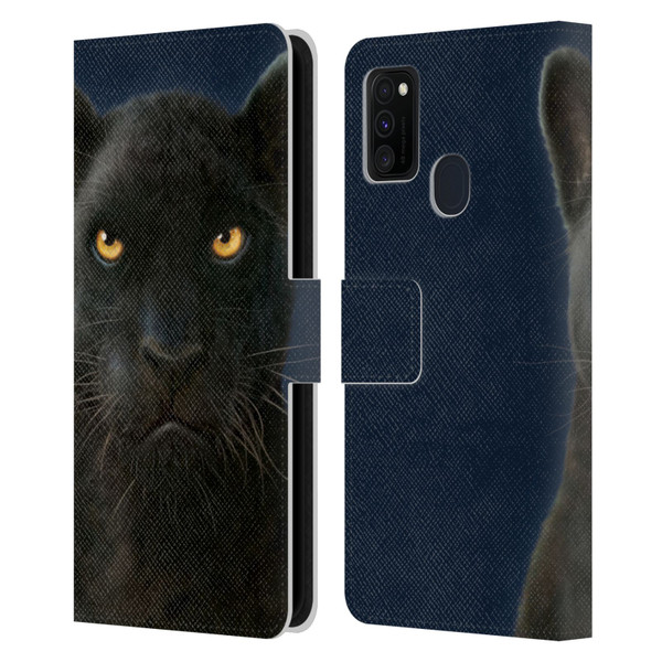 Vincent Hie Felidae Dark Panther Leather Book Wallet Case Cover For Samsung Galaxy M30s (2019)/M21 (2020)