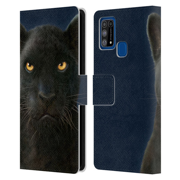 Vincent Hie Felidae Dark Panther Leather Book Wallet Case Cover For Samsung Galaxy M31 (2020)