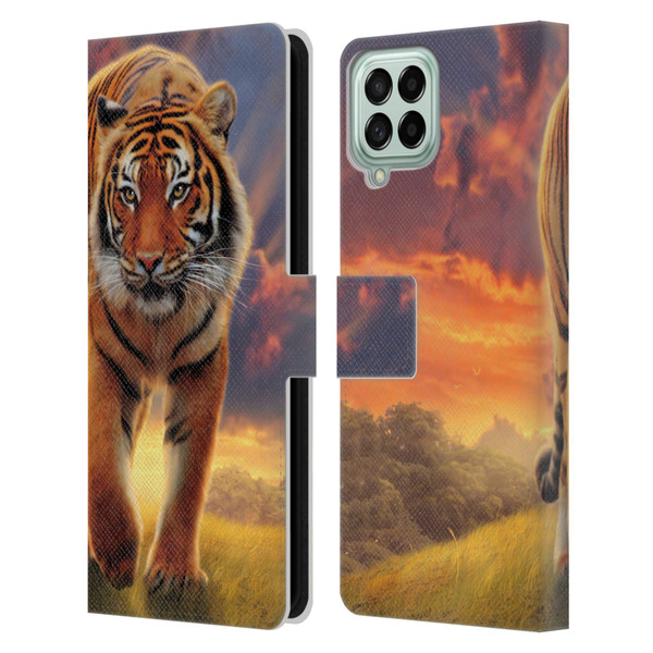 Vincent Hie Felidae Rising Tiger Leather Book Wallet Case Cover For Samsung Galaxy M53 (2022)