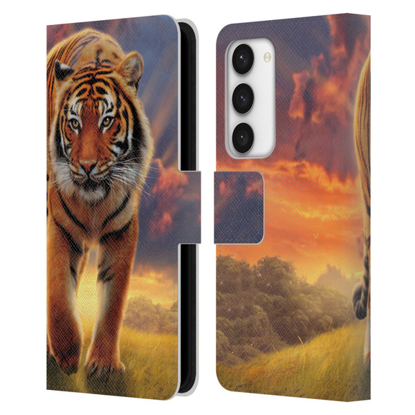 Vincent Hie Felidae Rising Tiger Leather Book Wallet Case Cover For Samsung Galaxy S23 5G