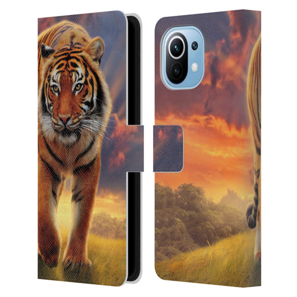 Vincent Hie Felidae Rising Tiger Leather Book Wallet Case Cover For Xiaomi Mi 11