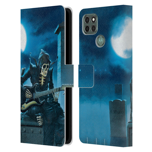 Vincent Hie Skulls Tribute Leather Book Wallet Case Cover For Motorola Moto G9 Power
