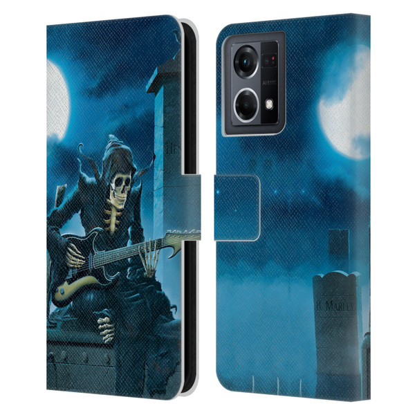 Vincent Hie Skulls Tribute Leather Book Wallet Case Cover For OPPO Reno8 4G