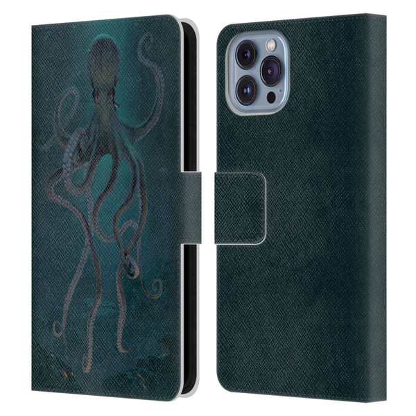 Vincent Hie Underwater Giant Octopus Leather Book Wallet Case Cover For Apple iPhone 14