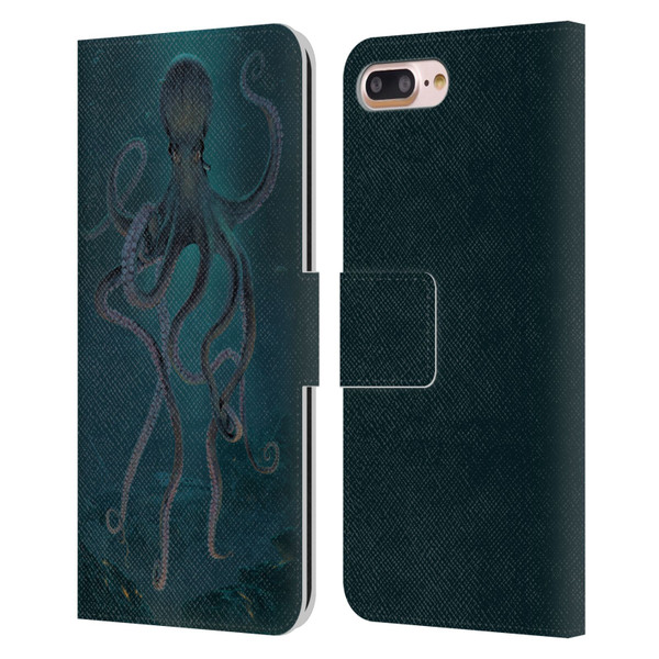 Vincent Hie Underwater Giant Octopus Leather Book Wallet Case Cover For Apple iPhone 7 Plus / iPhone 8 Plus