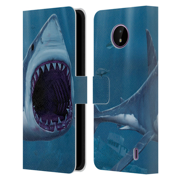 Vincent Hie Underwater Shark Bite Leather Book Wallet Case Cover For Nokia C10 / C20