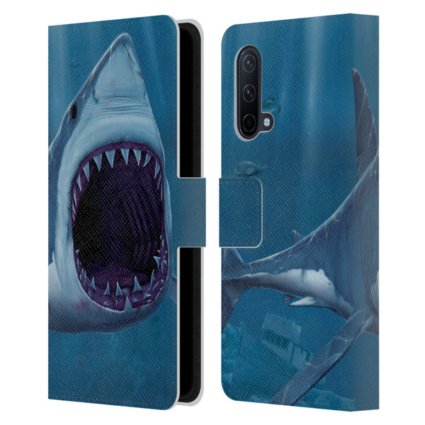 Vincent Hie Underwater Shark Bite Leather Book Wallet Case Cover For OnePlus Nord CE 5G