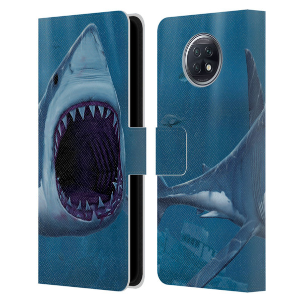 Vincent Hie Underwater Shark Bite Leather Book Wallet Case Cover For Xiaomi Redmi Note 9T 5G