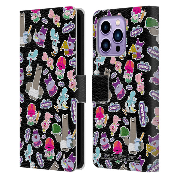 Chowder: Animated Series Graphics Pattern Leather Book Wallet Case Cover For Apple iPhone 14 Pro Max