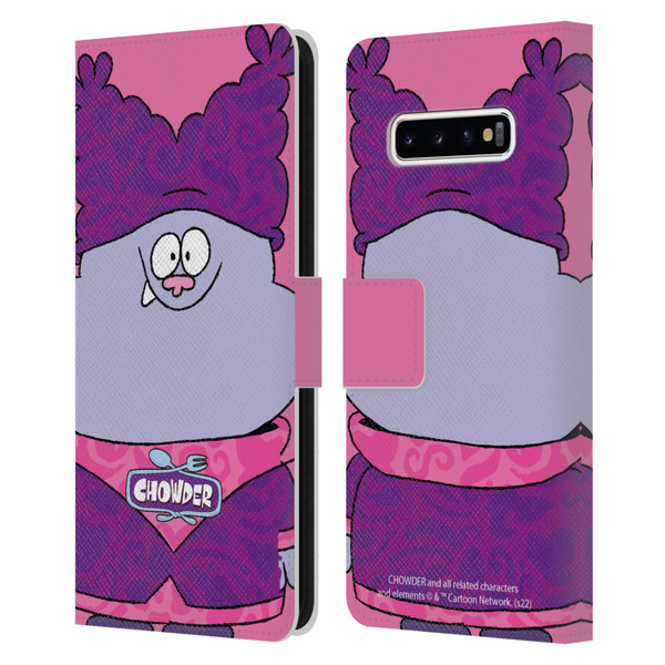 Chowder: Animated Series Graphics Full Face Leather Book Wallet Case Cover For Samsung Galaxy S10+ / S10 Plus