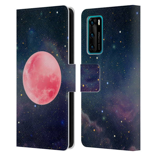 Cosmo18 Space Pink Moon Leather Book Wallet Case Cover For Huawei P40 5G