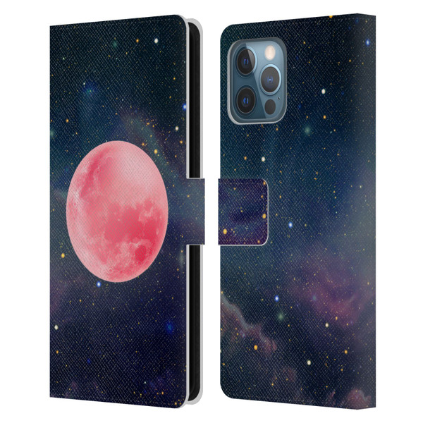 Cosmo18 Space Pink Moon Leather Book Wallet Case Cover For Apple iPhone 12 Pro Max