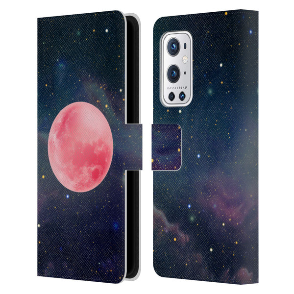 Cosmo18 Space Pink Moon Leather Book Wallet Case Cover For OnePlus 9 Pro